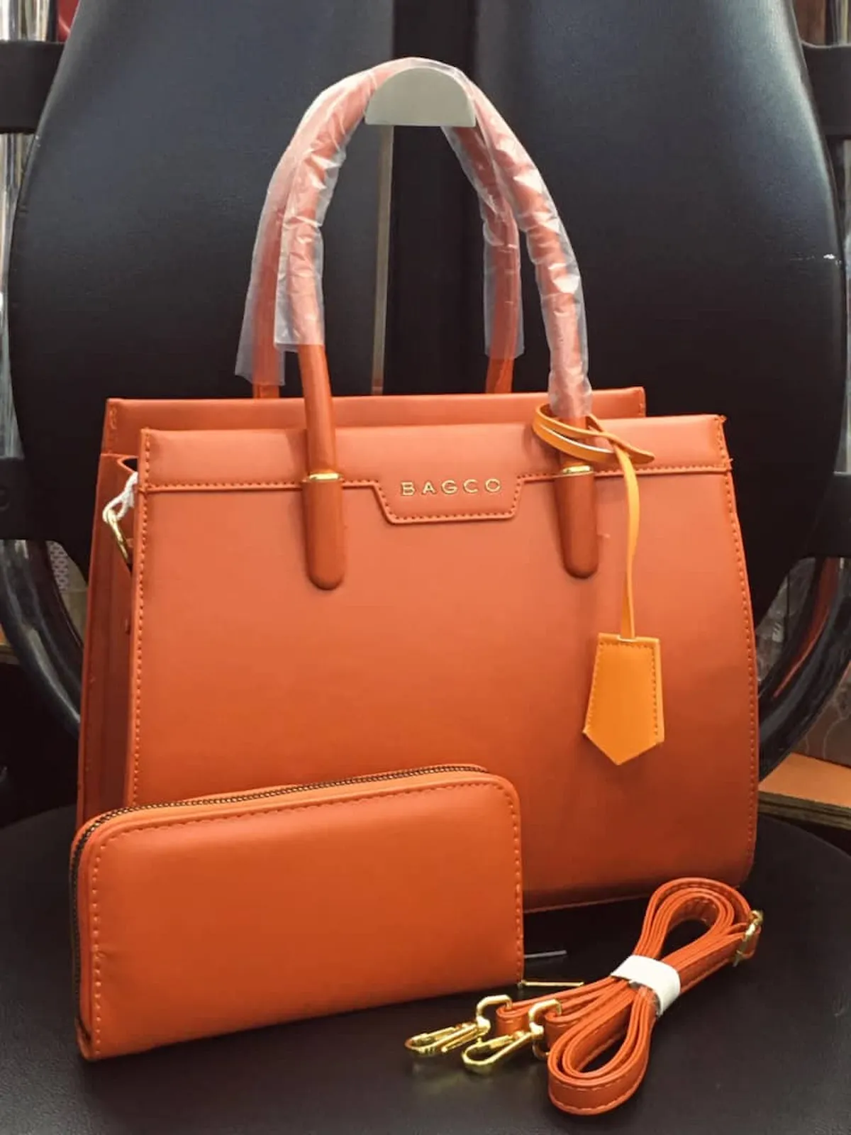 Bagco 2-Piece Tangerine Tote Bag Set