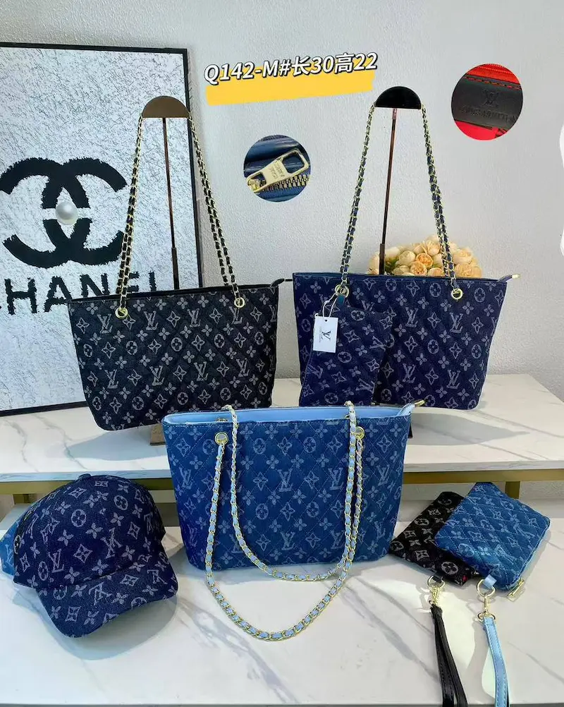 Luxury 3-in-1 Louis Vuitton Denim Tote Bag