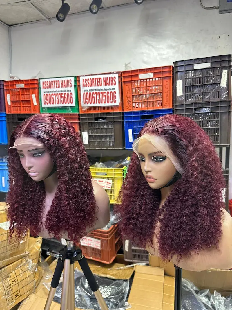 Double Drawn Wine Pixie 5x5 Closure Wig
