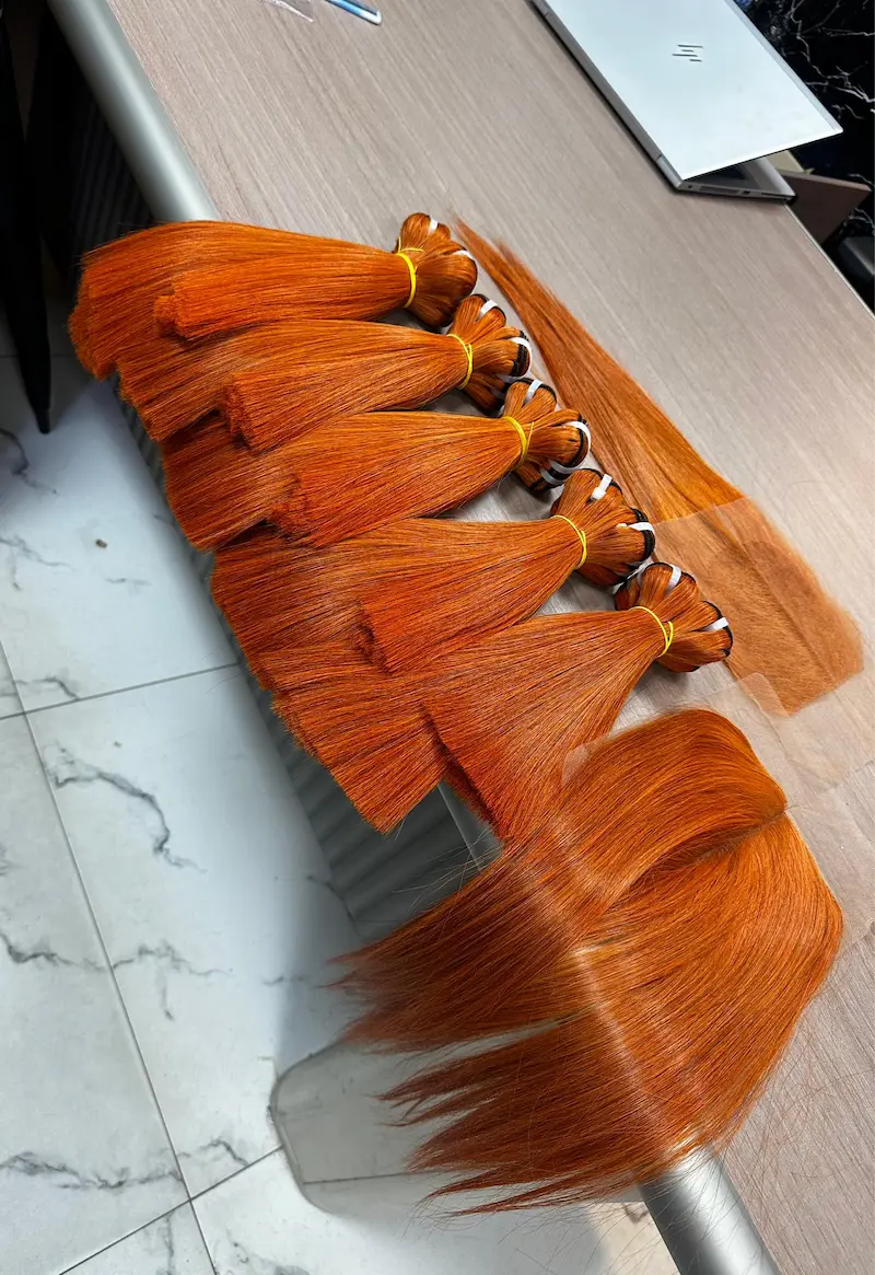 8/10" Ginger Vietnamese Donor Bone Straight Bundle with 5x5 Closure